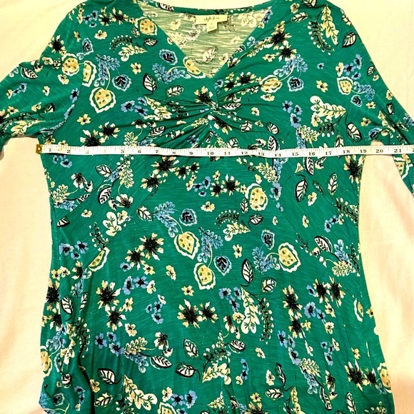 3 Tops/.Teal/Turq/Blue Autumn LightJacket/Tee/FloralPullover (Photos Measure) - Picture 8 of 12